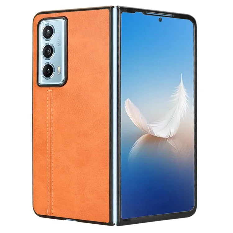 For Honor Magic Vs2 5G Case Anti-Drop Cowhide Texture PU+PC Phone Cover