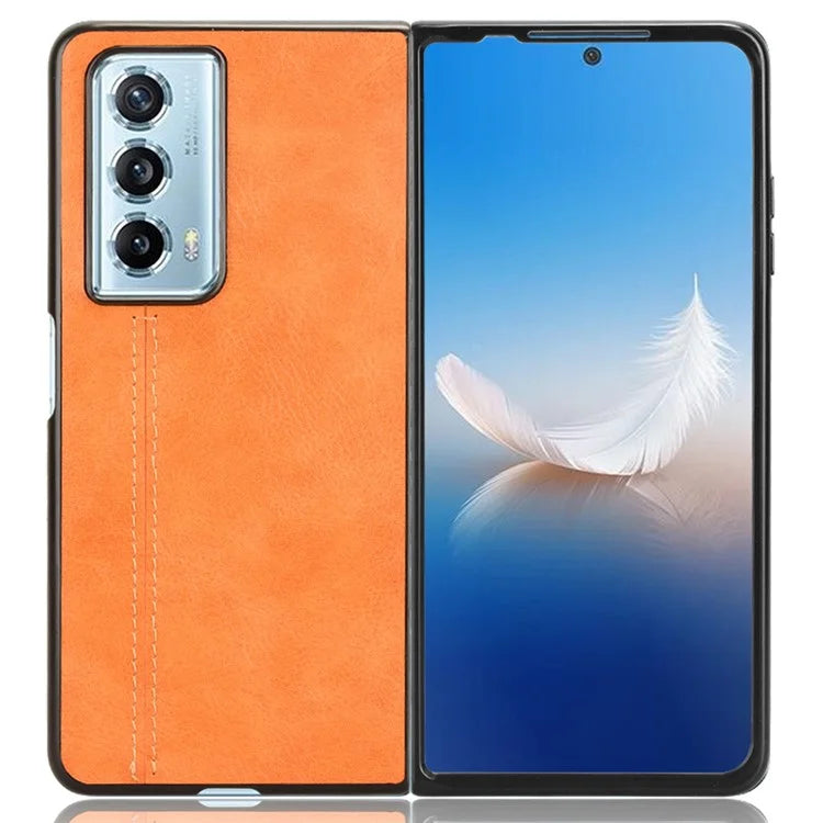 For Honor Magic Vs2 5G Case Anti-Drop Cowhide Texture PU+PC Phone Cover