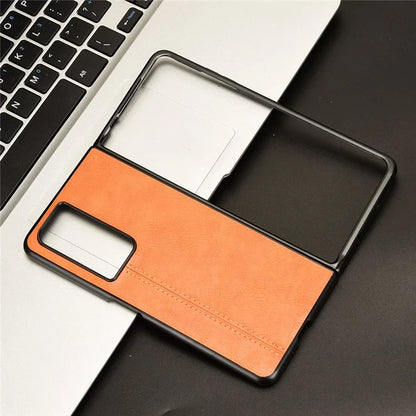 For Honor Magic Vs2 5G Case Anti-Drop Cowhide Texture PU+PC Phone Cover