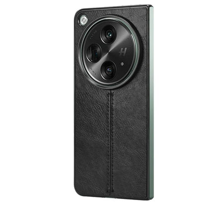 For OnePlus Open Case Shockproof Cowhide Texture PU+PC Phone Cover