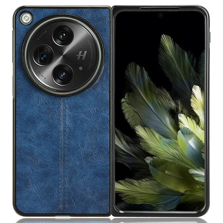 For OnePlus Open Case Shockproof Cowhide Texture PU+PC Phone Cover