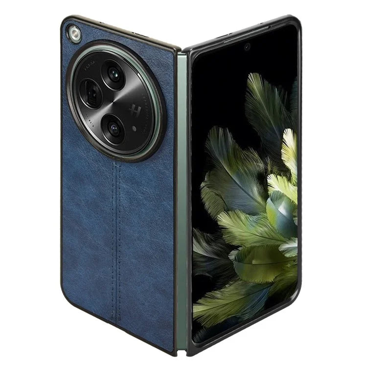 For OnePlus Open Case Shockproof Cowhide Texture PU+PC Phone Cover
