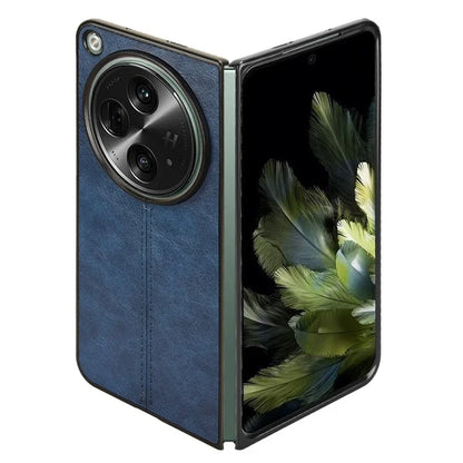 For OnePlus Open Case Shockproof Cowhide Texture PU+PC Phone Cover
