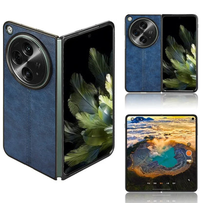 For OnePlus Open Case Shockproof Cowhide Texture PU+PC Phone Cover