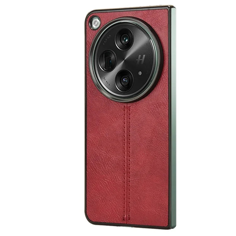 For OnePlus Open Case Shockproof Cowhide Texture PU+PC Phone Cover