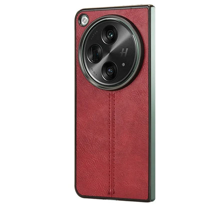 For OnePlus Open Case Shockproof Cowhide Texture PU+PC Phone Cover