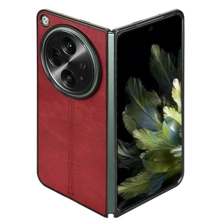 For OnePlus Open Case Shockproof Cowhide Texture PU+PC Phone Cover