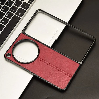 For OnePlus Open Case Shockproof Cowhide Texture PU+PC Phone Cover