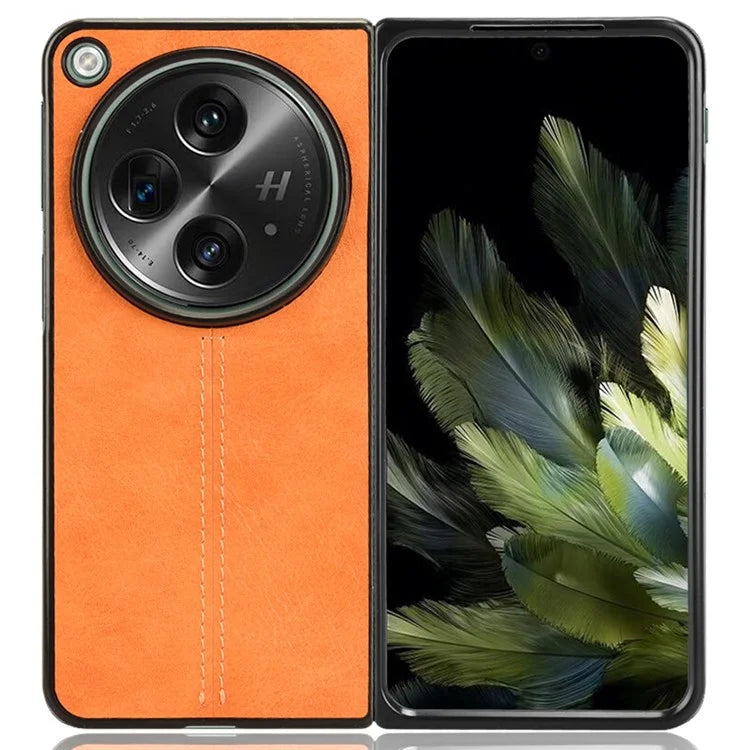 For OnePlus Open Case Shockproof Cowhide Texture PU+PC Phone Cover