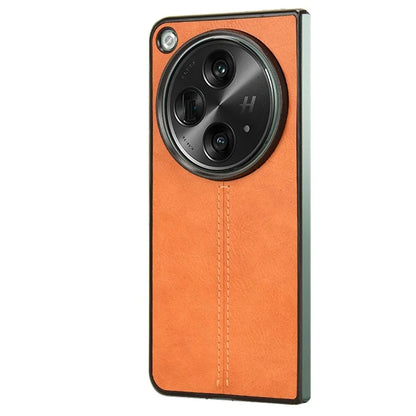 For OnePlus Open Case Shockproof Cowhide Texture PU+PC Phone Cover