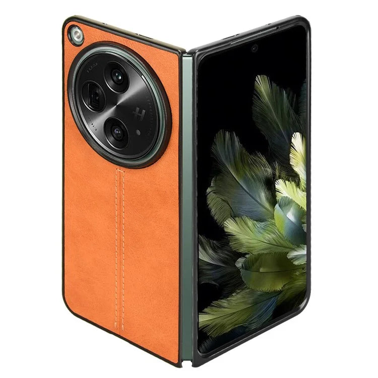 For OnePlus Open Case Shockproof Cowhide Texture PU+PC Phone Cover
