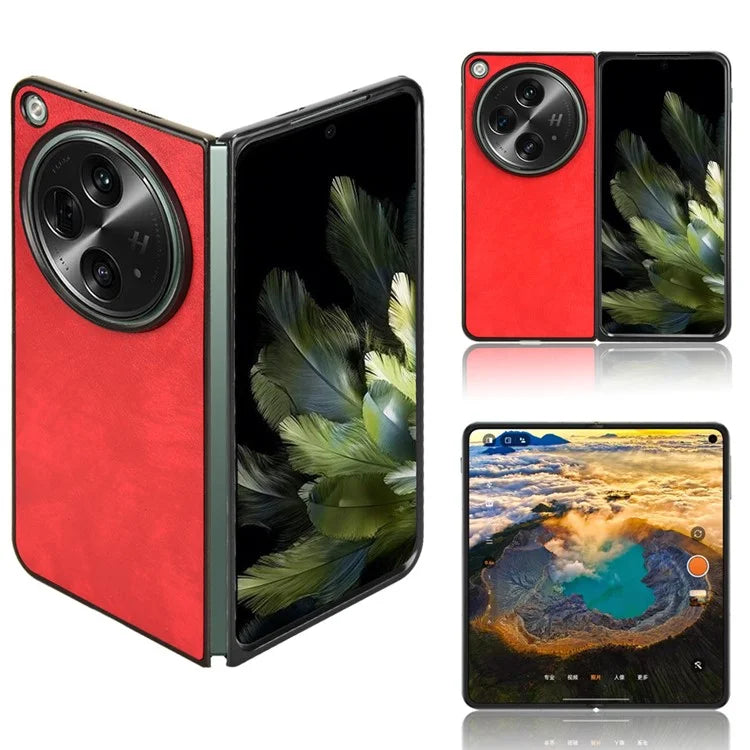 For OnePlus Open Case Litchi Texture Protective PU+PC Phone Cover