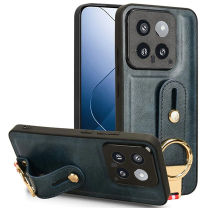 Cell Phone Case for Xiaomi 14 Anti-scratch PU Leather+PC+TPU Wristband Cover
