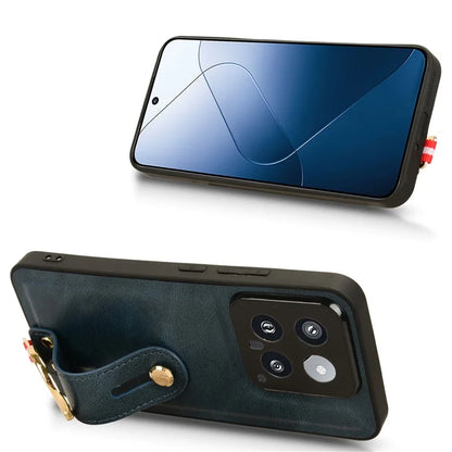 Cell Phone Case for Xiaomi 14 Anti-scratch PU Leather+PC+TPU Wristband Cover