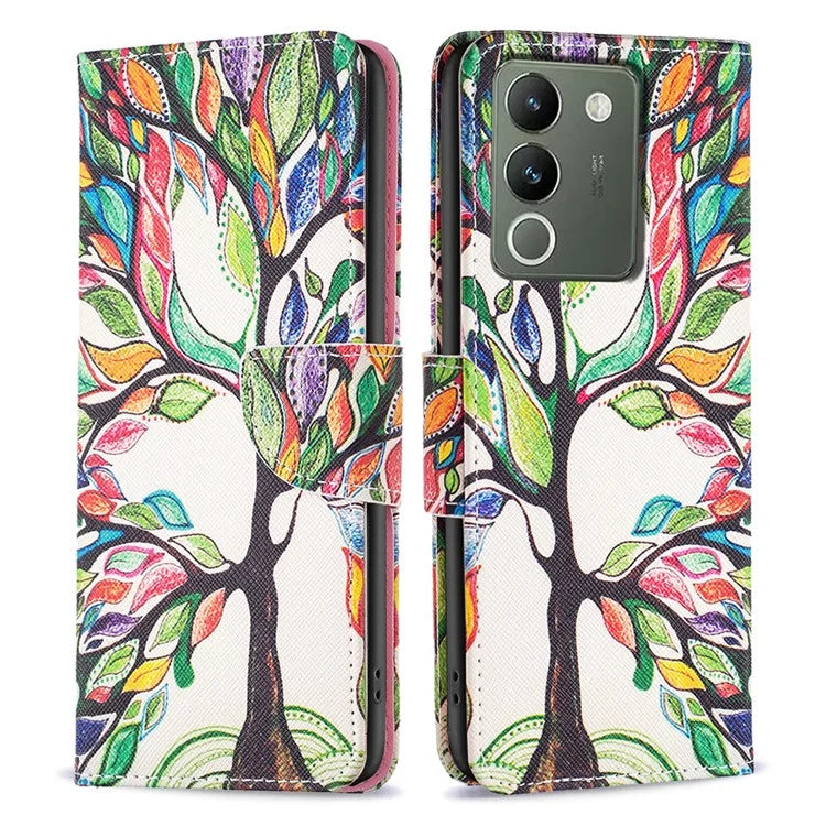 For vivo Y200 (India) 5G Case Pattern Magnetic Closure Phone Protector with Stand