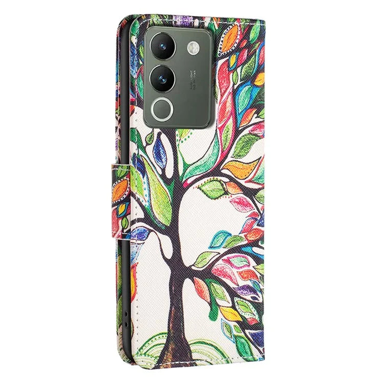 For vivo Y200 (India) 5G Case Pattern Magnetic Closure Phone Protector with Stand