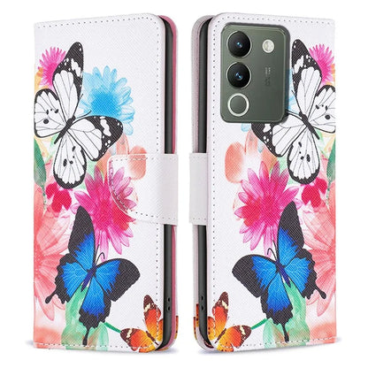For vivo Y200 (India) 5G Case Pattern Magnetic Closure Phone Protector with Stand