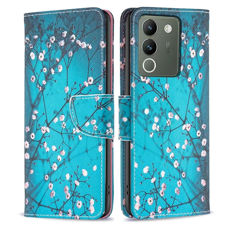 For vivo Y200 (India) 5G Case Pattern Magnetic Closure Phone Protector with Stand