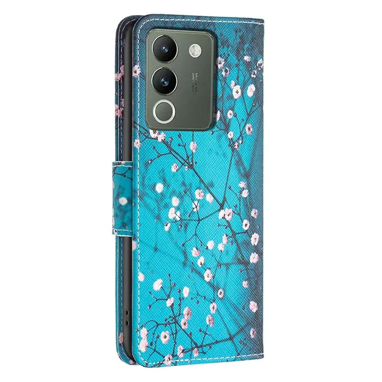 For vivo Y200 (India) 5G Case Pattern Magnetic Closure Phone Protector with Stand