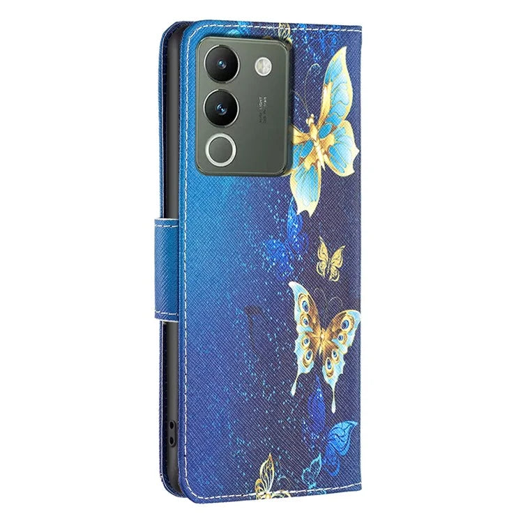 For vivo Y200 (India) 5G Case Pattern Magnetic Closure Phone Protector with Stand