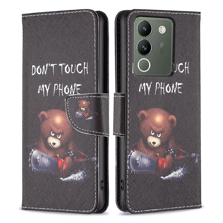 For vivo Y200 (India) 5G Case Pattern Magnetic Closure Phone Protector with Stand