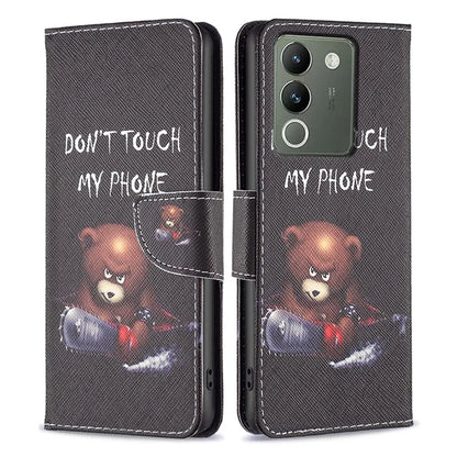 For vivo Y200 (India) 5G Case Pattern Magnetic Closure Phone Protector with Stand