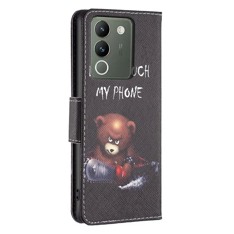 For vivo Y200 (India) 5G Case Pattern Magnetic Closure Phone Protector with Stand