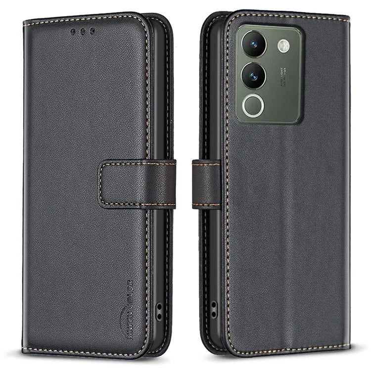 BINFEN COLOR BF17 For vivo Y200 (India) 5G Protective Case PU Leather Wallet Phone Cover