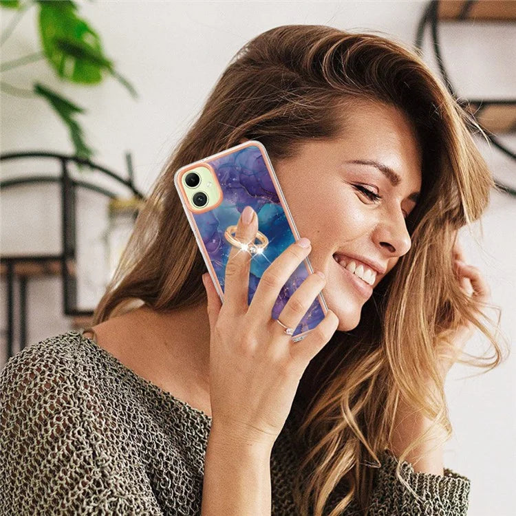 YB IMD Series-17 Style-E For Samsung Galaxy A05 4G IMD TPU Marble Pattern Cell Phone Case