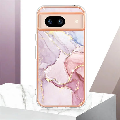 YB IMD Series-2 For Google Pixel 8a Soft TPU Cover Marble Pattern Electroplated Edge Phone Case
