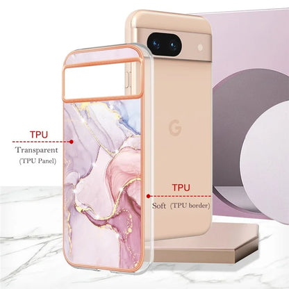 YB IMD Series-2 For Google Pixel 8a Soft TPU Cover Marble Pattern Electroplated Edge Phone Case