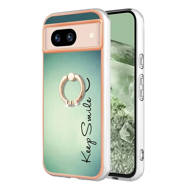 YB IMD Series-20 Style D for Google Pixel 8a Soft TPU Plating Case Kickstand Phone Cover