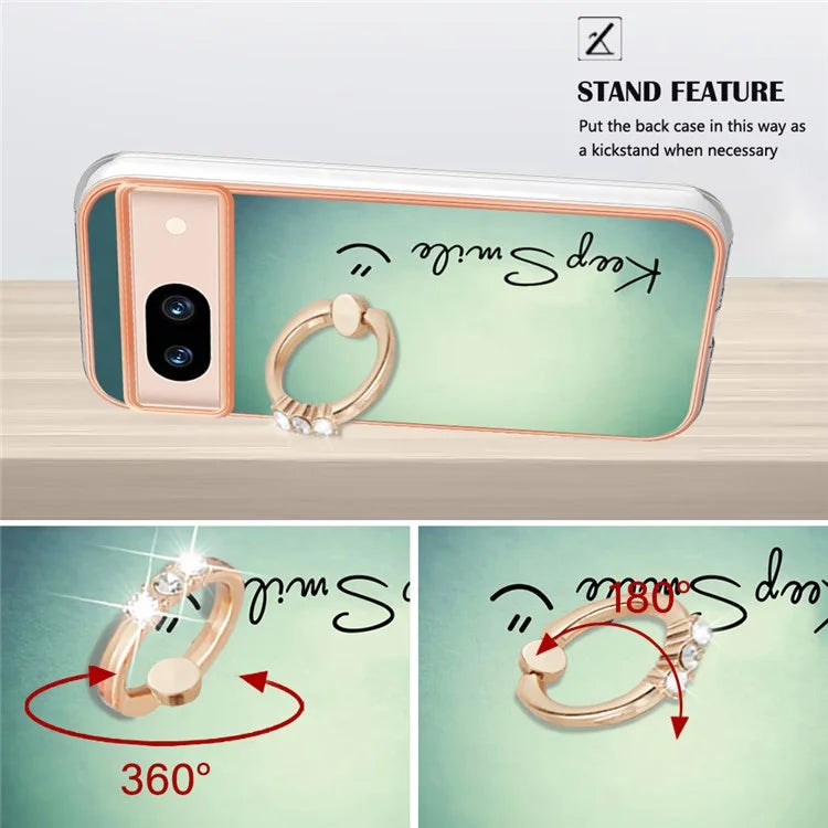 YB IMD Series-20 Style D for Google Pixel 8a Soft TPU Plating Case Kickstand Phone Cover