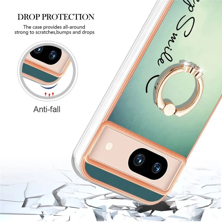 YB IMD Series-20 Style D for Google Pixel 8a Soft TPU Plating Case Kickstand Phone Cover