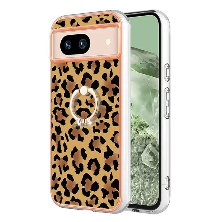 YB IMD Series-20 Style D for Google Pixel 8a Soft TPU Plating Case Kickstand Phone Cover