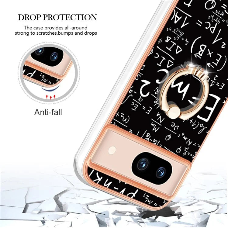 YB IMD Series-20 Style D for Google Pixel 8a Soft TPU Plating Case Kickstand Phone Cover