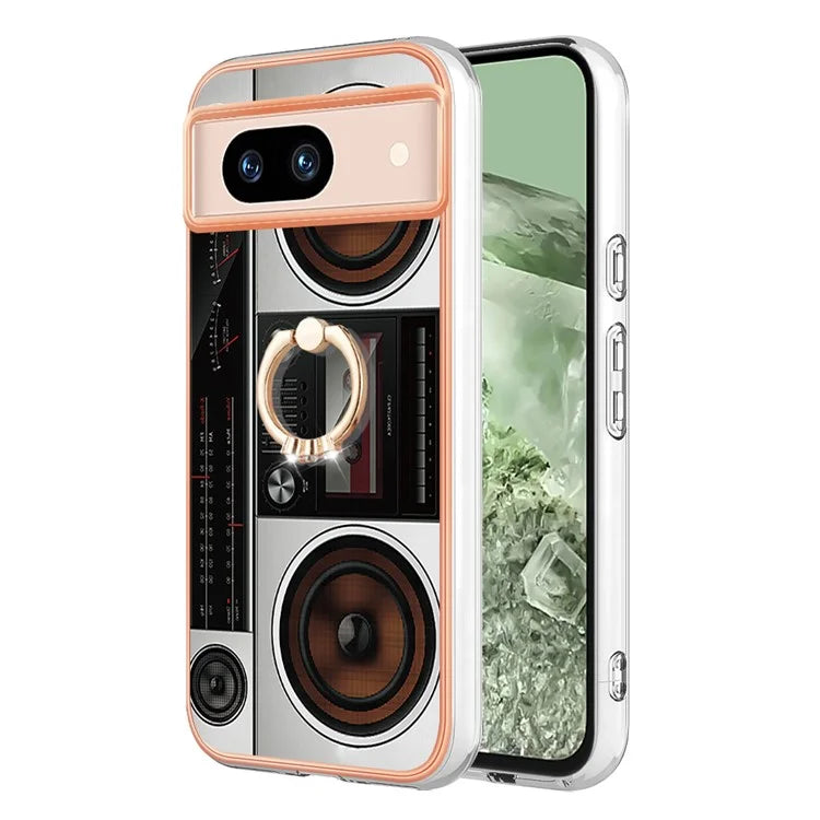 YB IMD Series-20 Style D for Google Pixel 8a Soft TPU Plating Case Kickstand Phone Cover