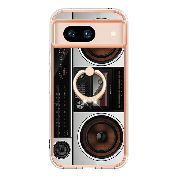 YB IMD Series-20 Style D for Google Pixel 8a Soft TPU Plating Case Kickstand Phone Cover