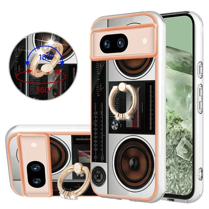 YB IMD Series-20 Style D for Google Pixel 8a Soft TPU Plating Case Kickstand Phone Cover