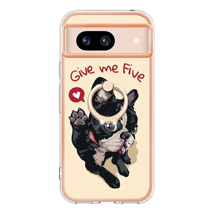 YB IMD Series-20 Style D for Google Pixel 8a Soft TPU Plating Case Kickstand Phone Cover