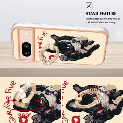 YB IMD Series-20 Style D for Google Pixel 8a Soft TPU Plating Case Kickstand Phone Cover