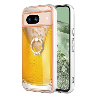 YB IMD Series-20 Style D for Google Pixel 8a Soft TPU Plating Case Kickstand Phone Cover