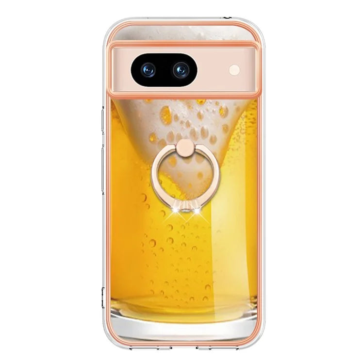 YB IMD Series-20 Style D for Google Pixel 8a Soft TPU Plating Case Kickstand Phone Cover