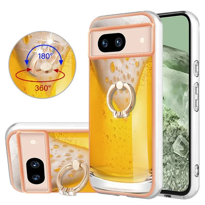 YB IMD Series-20 Style D for Google Pixel 8a Soft TPU Plating Case Kickstand Phone Cover