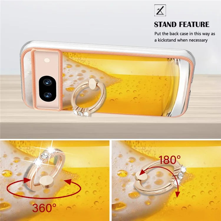 YB IMD Series-20 Style D for Google Pixel 8a Soft TPU Plating Case Kickstand Phone Cover