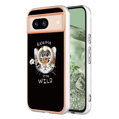 YB IMD Series-20 Style D for Google Pixel 8a Soft TPU Plating Case Kickstand Phone Cover