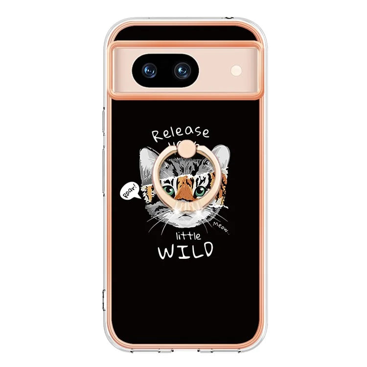 YB IMD Series-20 Style D for Google Pixel 8a Soft TPU Plating Case Kickstand Phone Cover