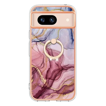 YB IMD Series-17 Style-E For Google Pixel 8a Marble Pattern IMD Cell Phone Case TPU Back Cover Gold