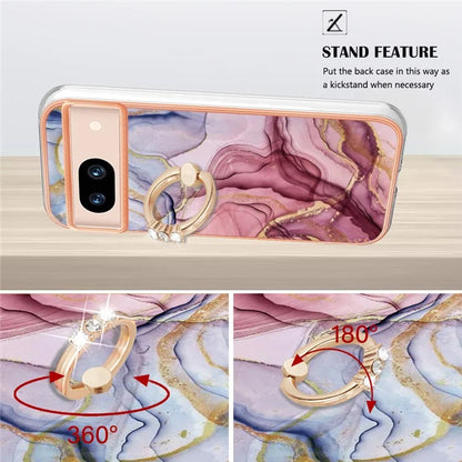 YB IMD Series-17 Style-E For Google Pixel 8a Marble Pattern IMD Cell Phone Case TPU Back Cover Gold