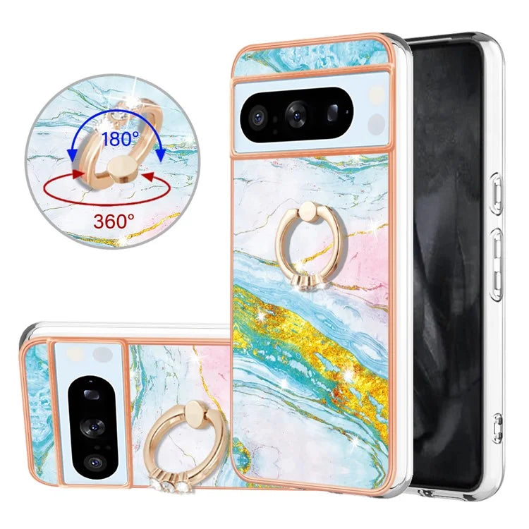 YB IMD Series-10 For Google Pixel 8 Pro Cell Phone Cases TPU IMD Cover with Ring Kickstand